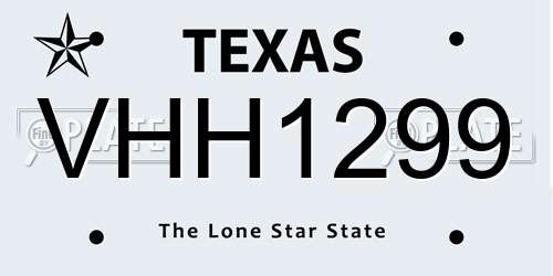 VHH1299 Texas License Plate