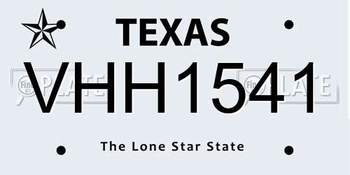 VHH1541 Texas License Plate