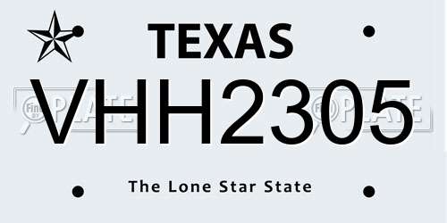 VHH2305 Texas License Plate