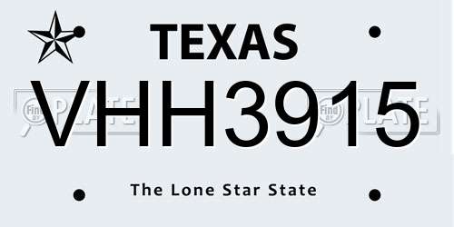 VHH3915 Texas License Plate