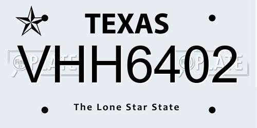 VHH6402 Texas License Plate