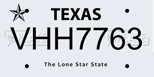 VHH7763 Texas License Plate