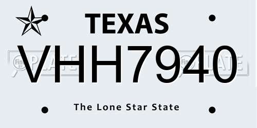 VHH7940 Texas License Plate
