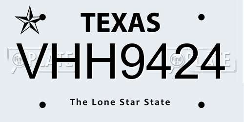 VHH9424 Texas License Plate