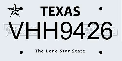 VHH9426 Texas License Plate