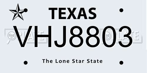 VHJ8803 Texas License Plate