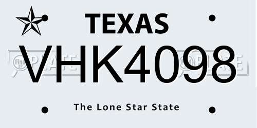 VHK4098 Texas License Plate