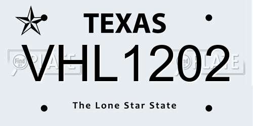 VHL1202 Texas License Plate