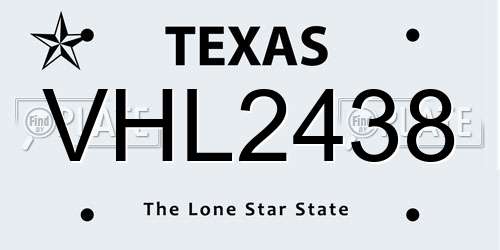 VHL2438 Texas License Plate
