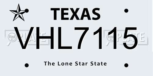 VHL7115 Texas License Plate