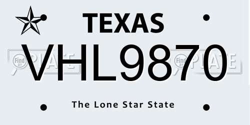 VHL9870 Texas License Plate