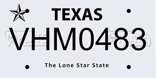 VHM0483 Texas License Plate