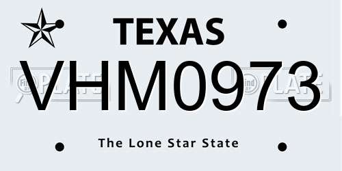 VHM0973 Texas License Plate