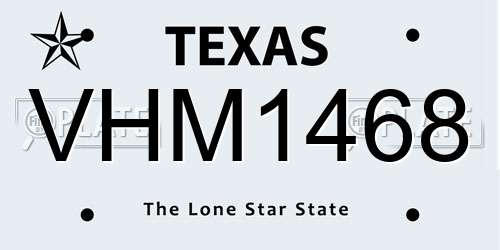 VHM1468 Texas License Plate