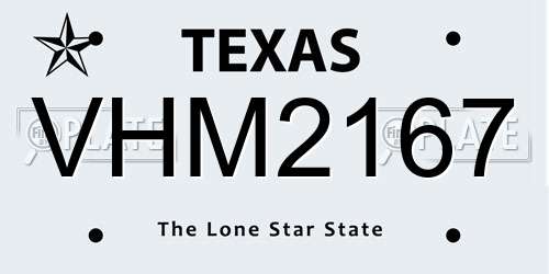 VHM2167 Texas License Plate