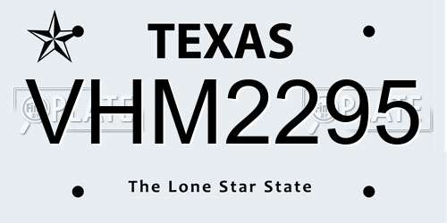 VHM2295 Texas License Plate