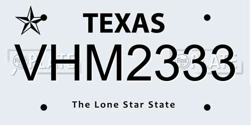 VHM2333 Texas License Plate
