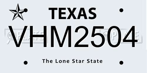 VHM2504 Texas License Plate