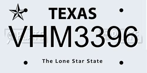 VHM3396 Texas License Plate