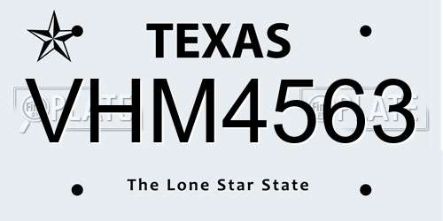 VHM4563 Texas License Plate