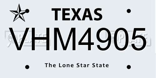 VHM4905 Texas License Plate