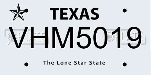 VHM5019 Texas License Plate
