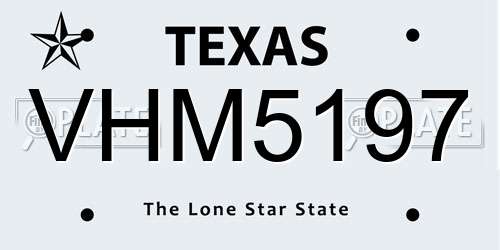VHM5197 Texas License Plate