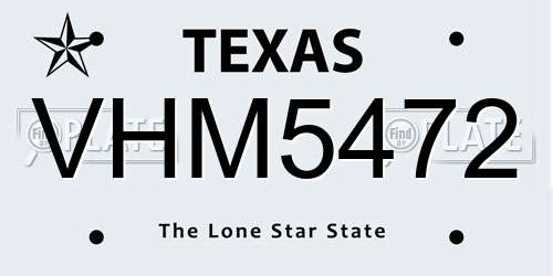 VHM5472 Texas License Plate