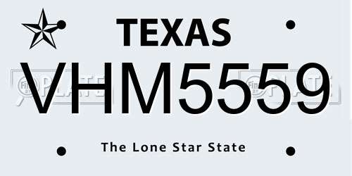 VHM5559 Texas License Plate