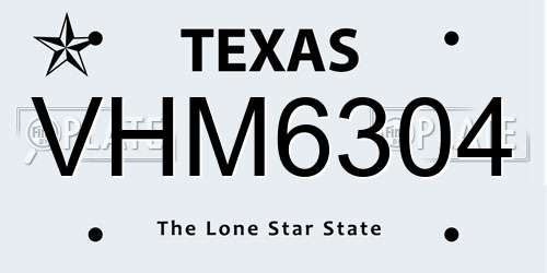 VHM6304 Texas License Plate