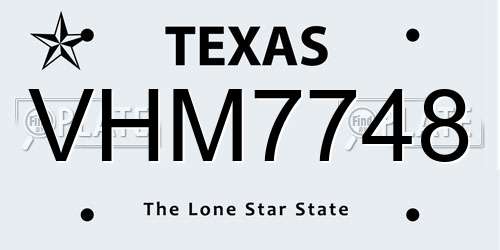 VHM7748 Texas License Plate