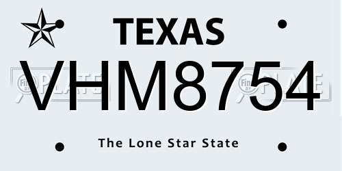 VHM8754 Texas License Plate