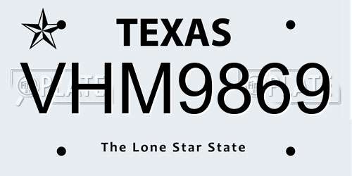 VHM9869 Texas License Plate