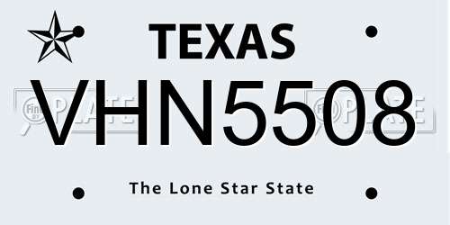 VHN5508 Texas License Plate