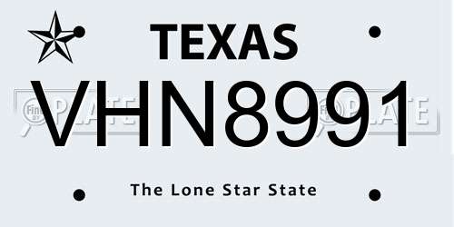 VHN8991 Texas License Plate