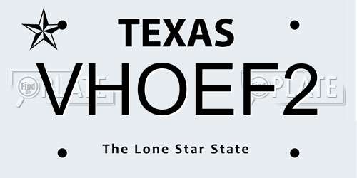 VHOEF2 Texas License Plate