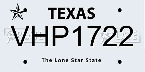 VHP1722 Texas License Plate