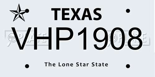 VHP1908 Texas License Plate