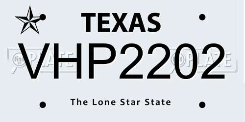 VHP2202 Texas License Plate