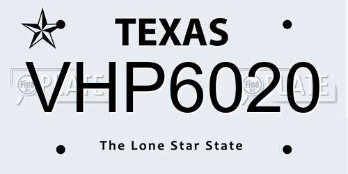 VHP6020 Texas License Plate