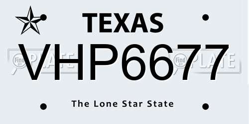 VHP6677 Texas License Plate