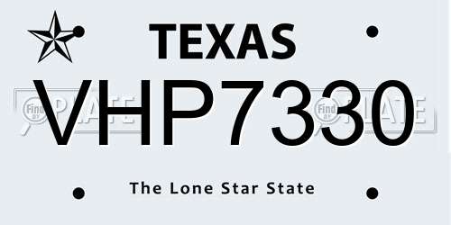 VHP7330 Texas License Plate