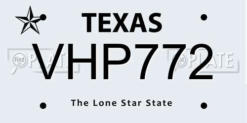 VHP772 Texas License Plate
