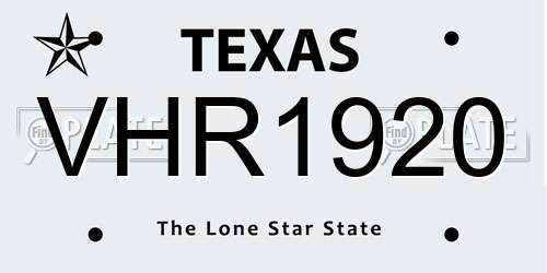VHR1920 Texas License Plate