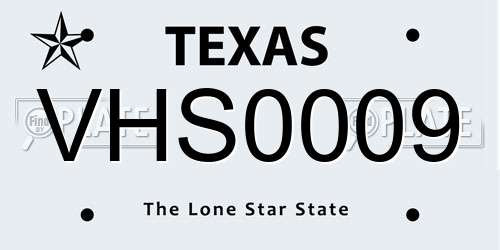 VHS0009 Texas License Plate