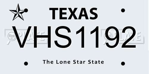 VHS1192 Texas License Plate