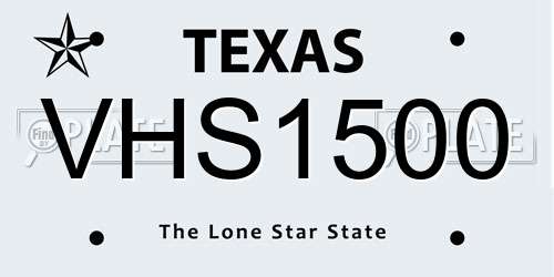 VHS1500 Texas License Plate