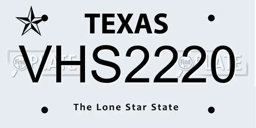 VHS2220 Texas License Plate