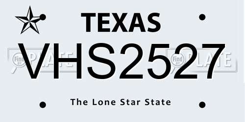 VHS2527 Texas License Plate