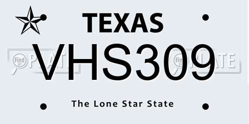 VHS309 Texas License Plate